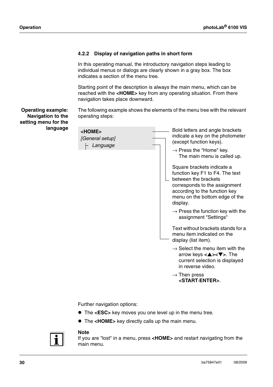 2 display of navigation paths in short form, Display of navigation paths in short form | Xylem photoLab 6100 VIS User Manual | Page 30 / 186