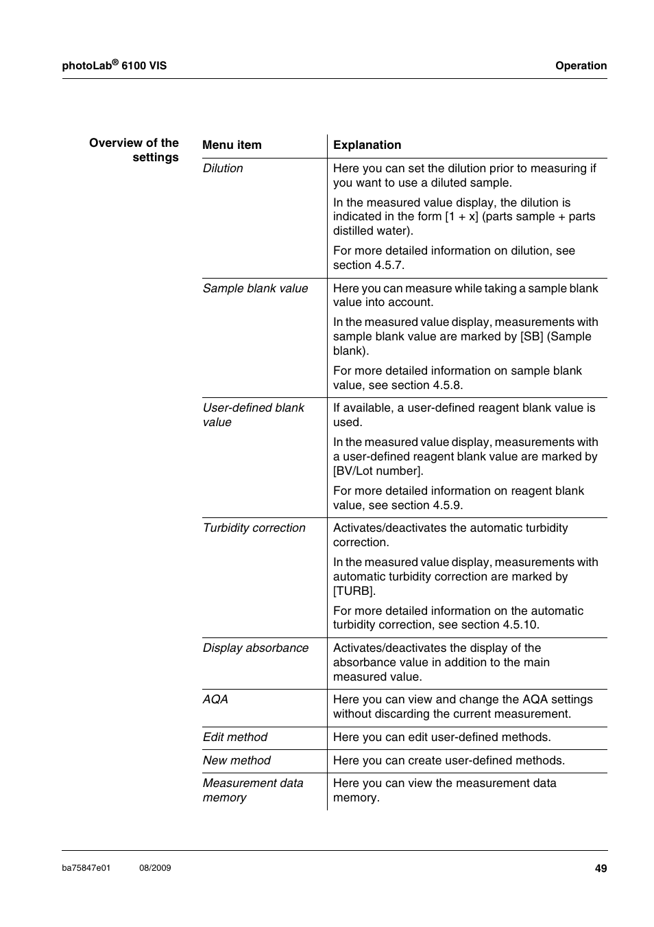 Xylem photoLab 6100 VIS User Manual | Page 49 / 186