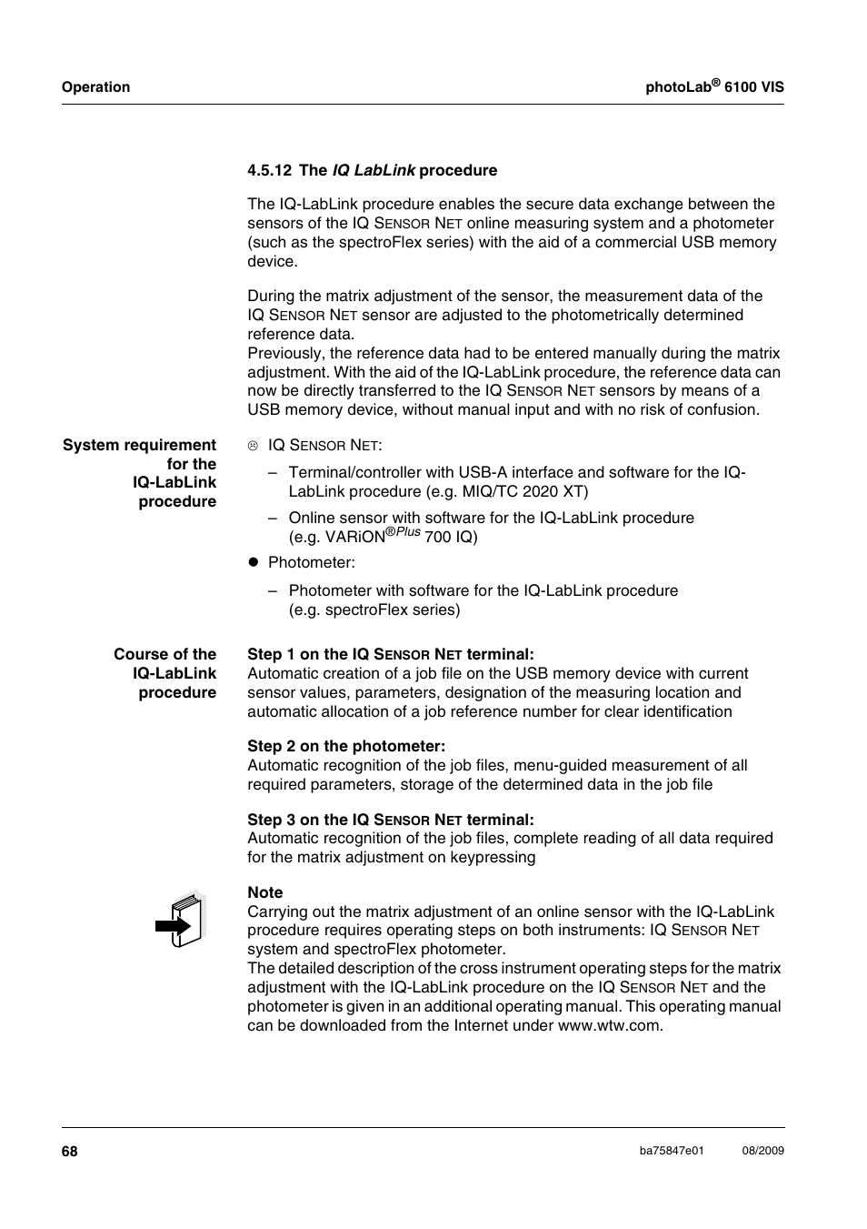 12 the iq lablink procedure, 12 the i | Xylem photoLab 6100 VIS User Manual | Page 68 / 186