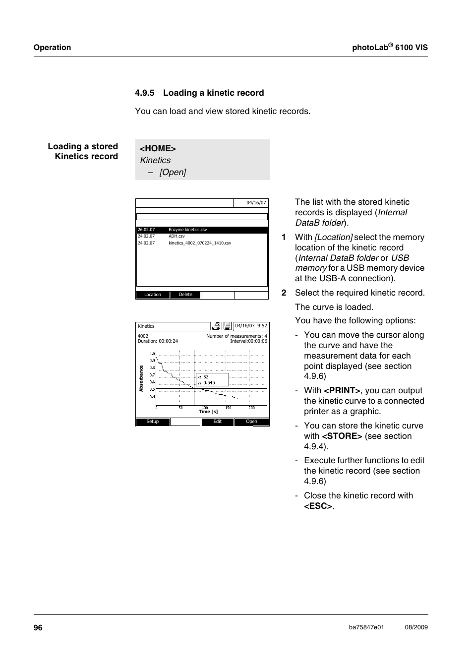 5 loading a kinetic record, Loading a kinetic record | Xylem photoLab 6100 VIS User Manual | Page 96 / 186