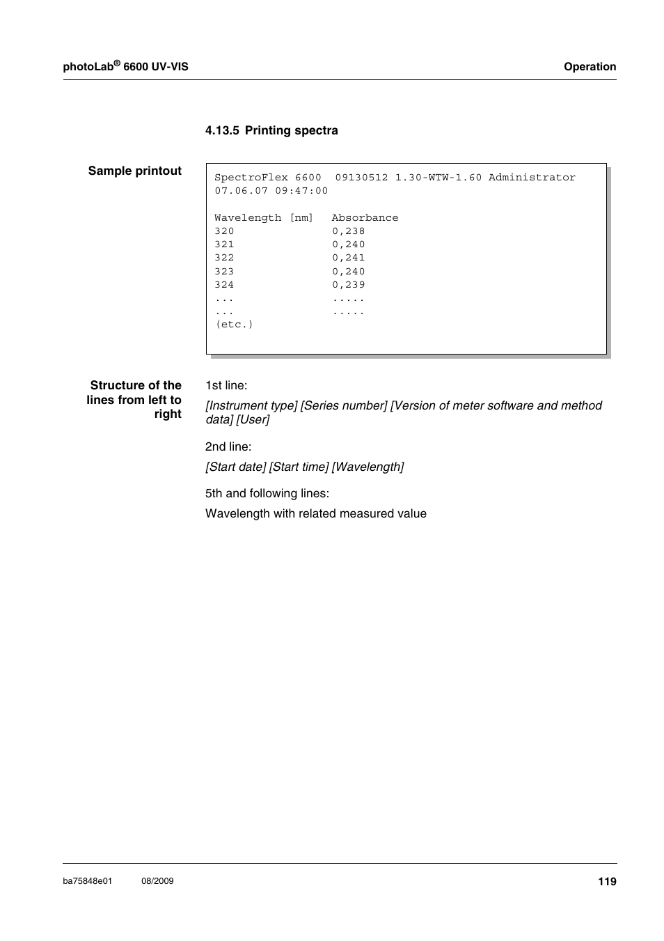 5 printing spectra | Xylem photoLab 6600 UV-VIS User Manual | Page 119 / 184
