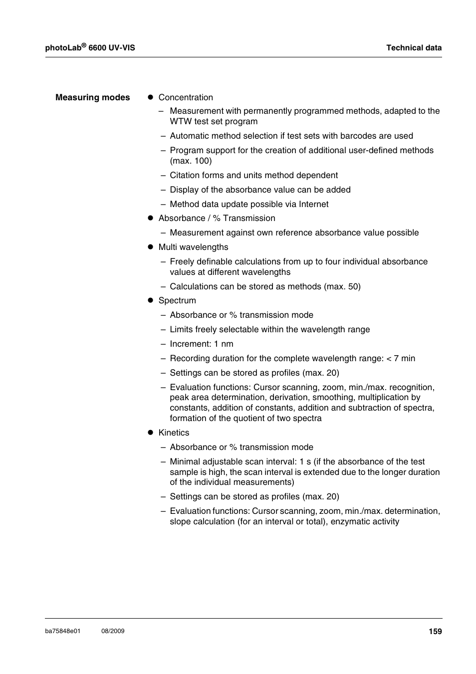 Xylem photoLab 6600 UV-VIS User Manual | Page 159 / 184