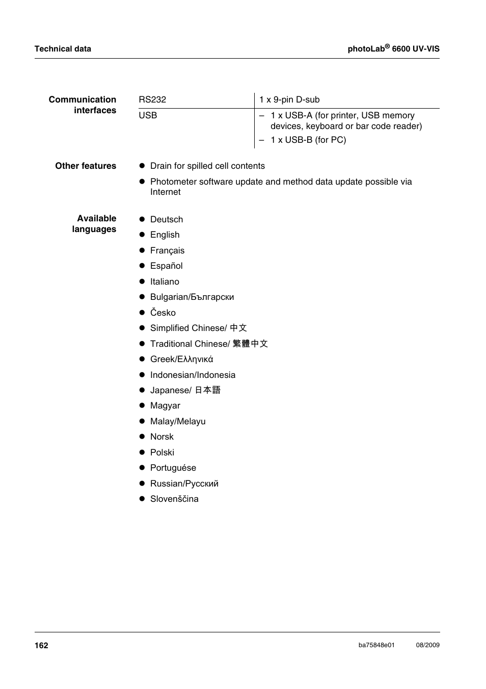 Xylem photoLab 6600 UV-VIS User Manual | Page 162 / 184