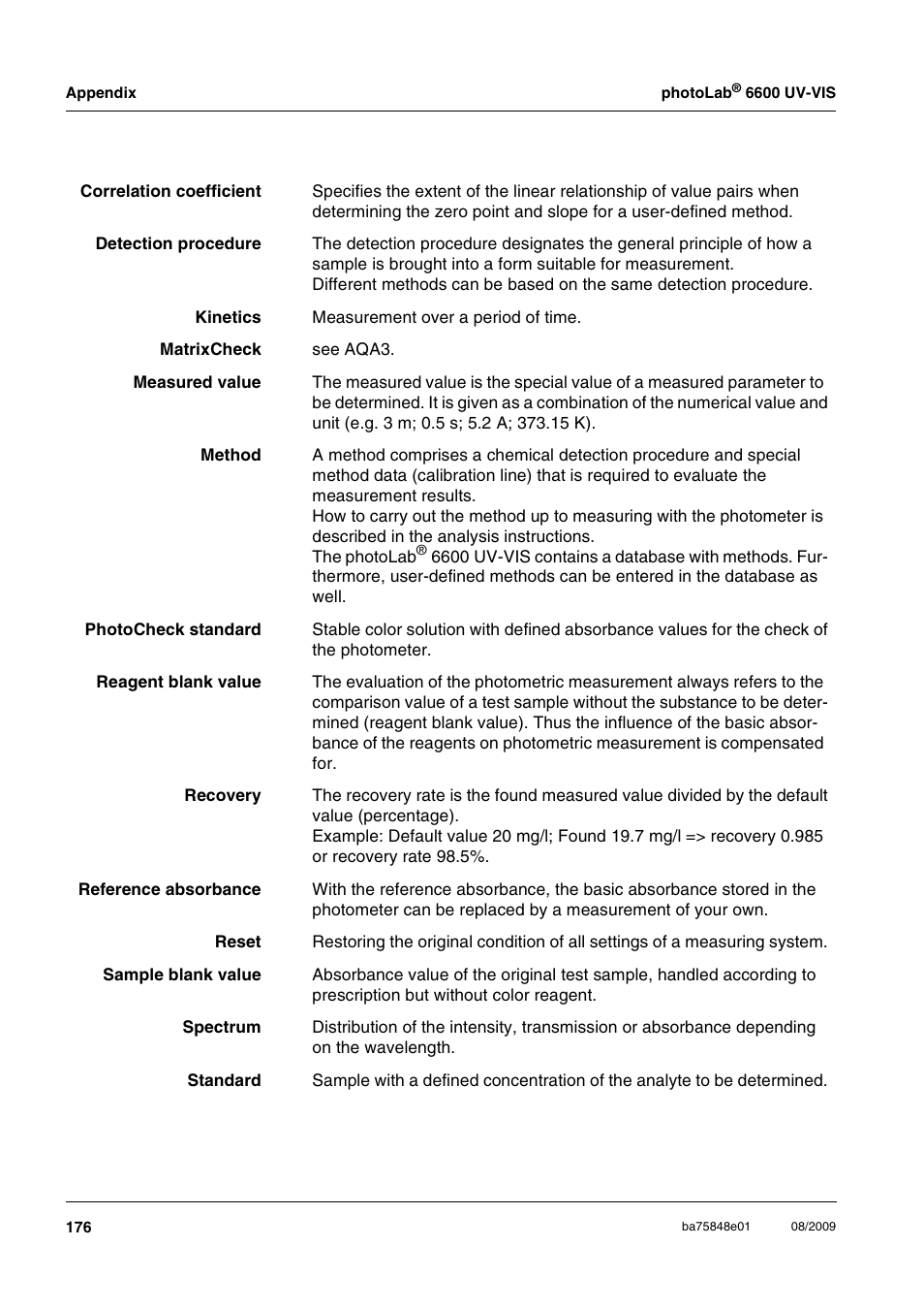 Xylem photoLab 6600 UV-VIS User Manual | Page 176 / 184