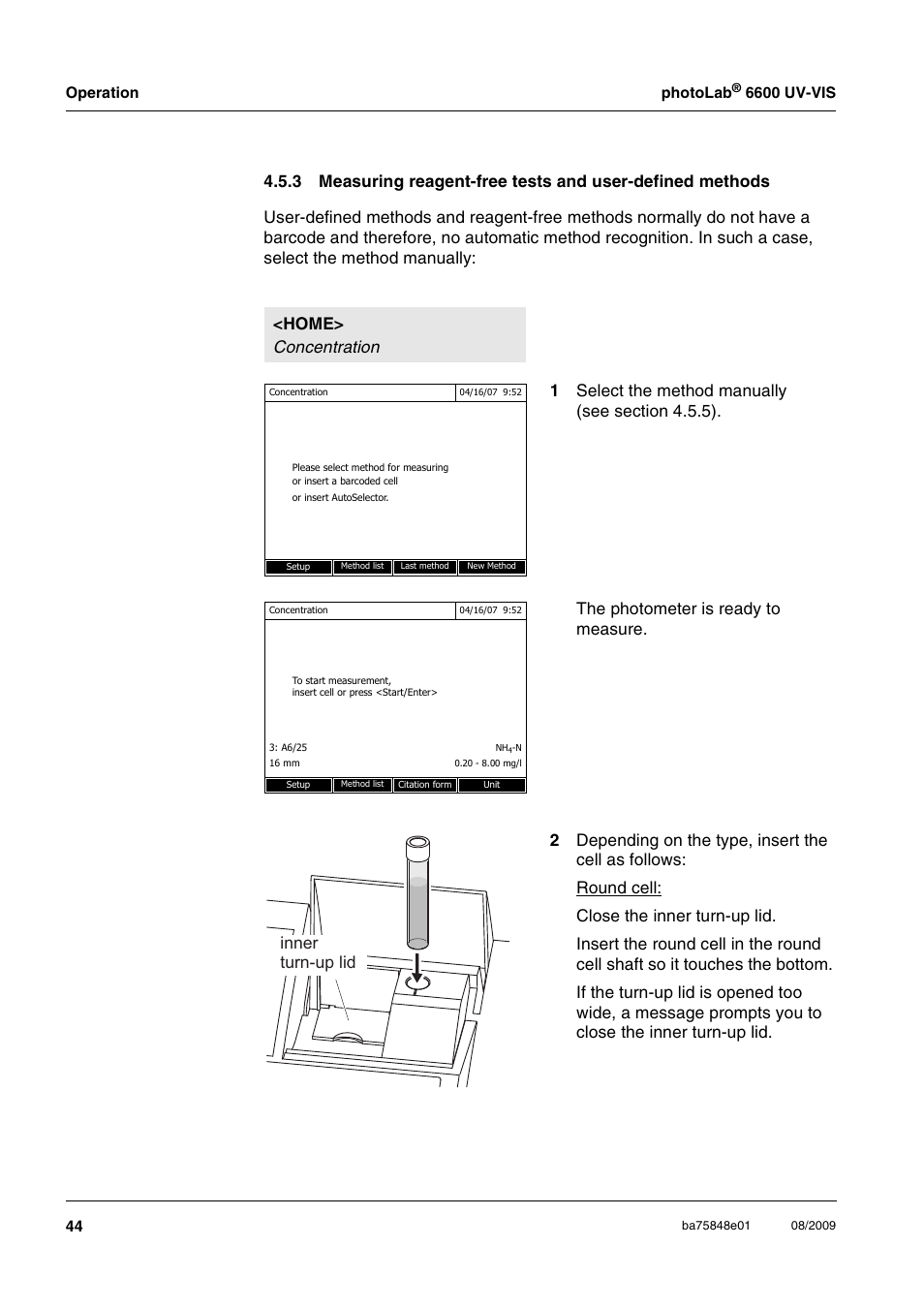 Inner turn-up lid | Xylem photoLab 6600 UV-VIS User Manual | Page 44 / 184