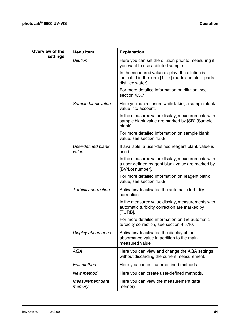 Xylem photoLab 6600 UV-VIS User Manual | Page 49 / 184