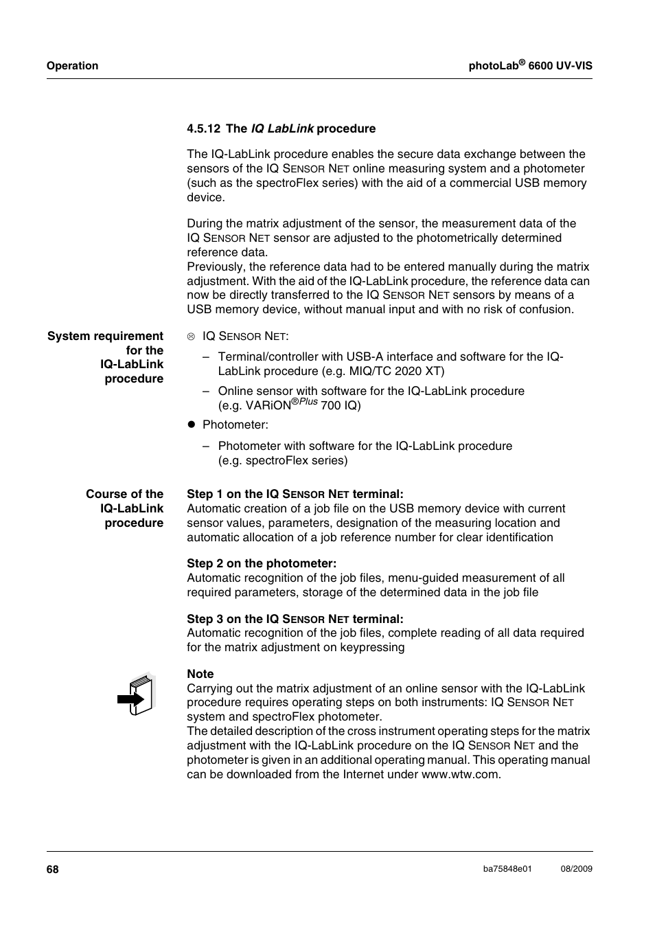 12 the iq lablink procedure, 12 the i | Xylem photoLab 6600 UV-VIS User Manual | Page 68 / 184