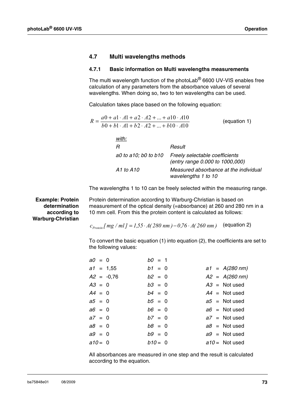 7 multi wavelengths methods, Multi wavelengths methods 4.7.1 | Xylem photoLab 6600 UV-VIS User Manual | Page 73 / 184
