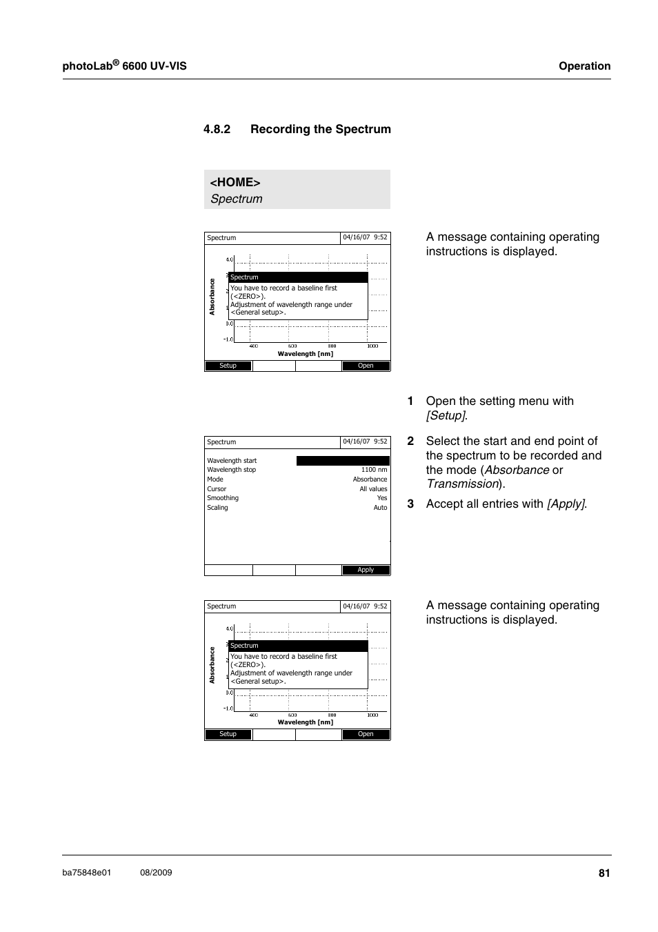 2 recording the spectrum, Recording the spectrum, Photolab | Xylem photoLab 6600 UV-VIS User Manual | Page 81 / 184