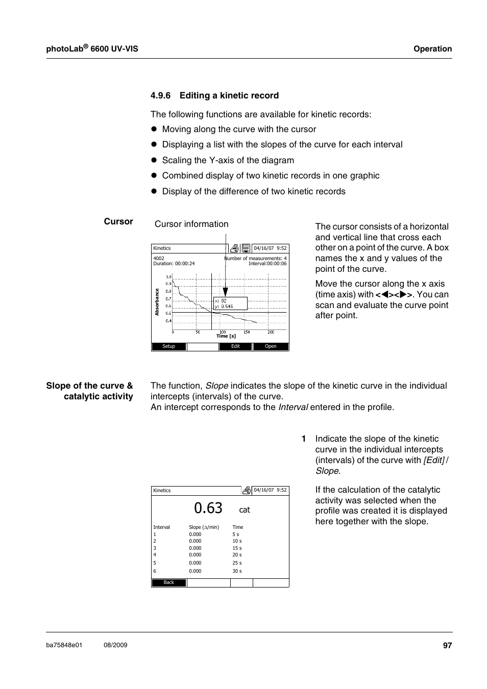 6 editing a kinetic record, Editing a kinetic record | Xylem photoLab 6600 UV-VIS User Manual | Page 97 / 184