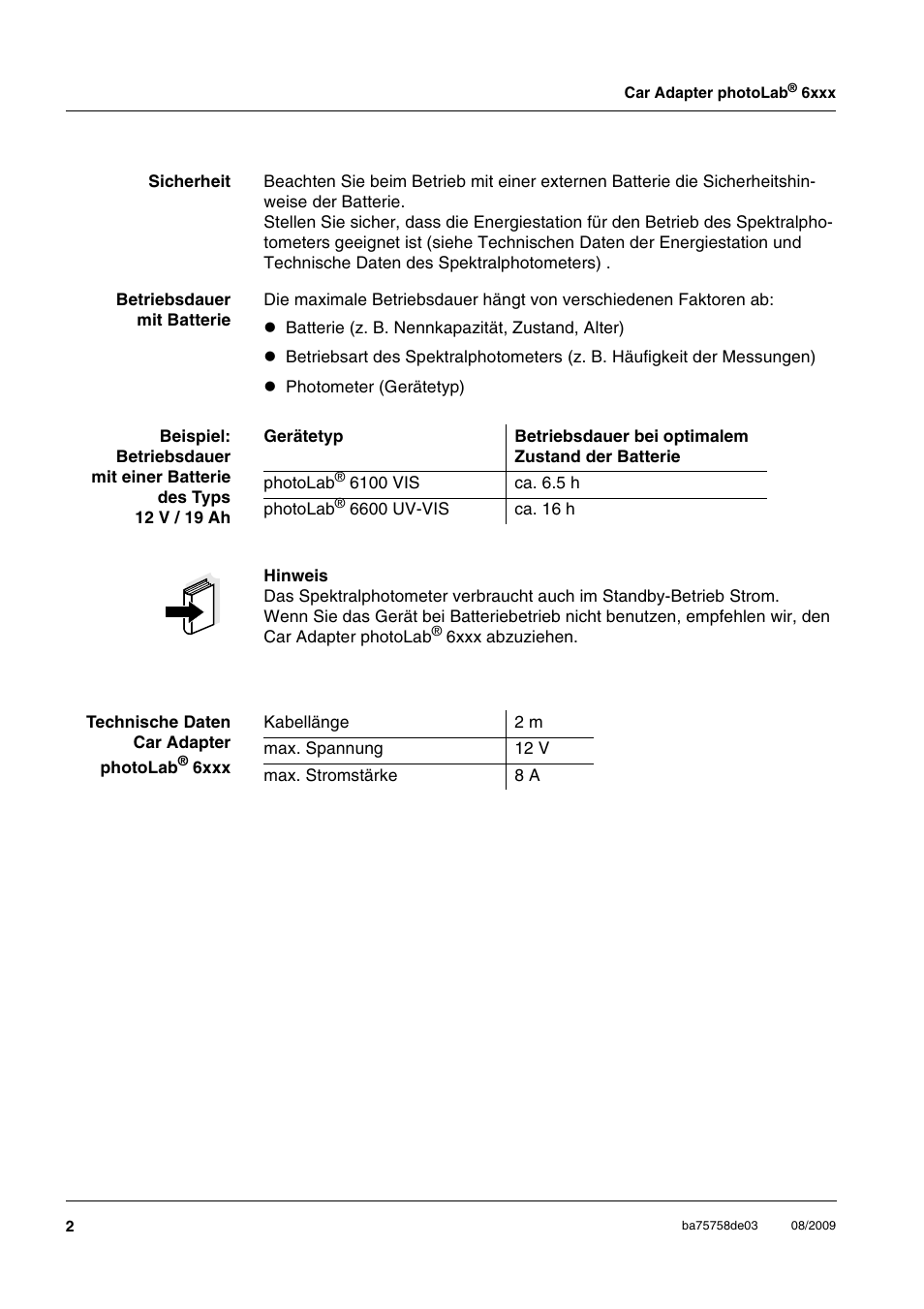 Xylem photoLab 6xxx Car Adapter User Manual | Page 2 / 6