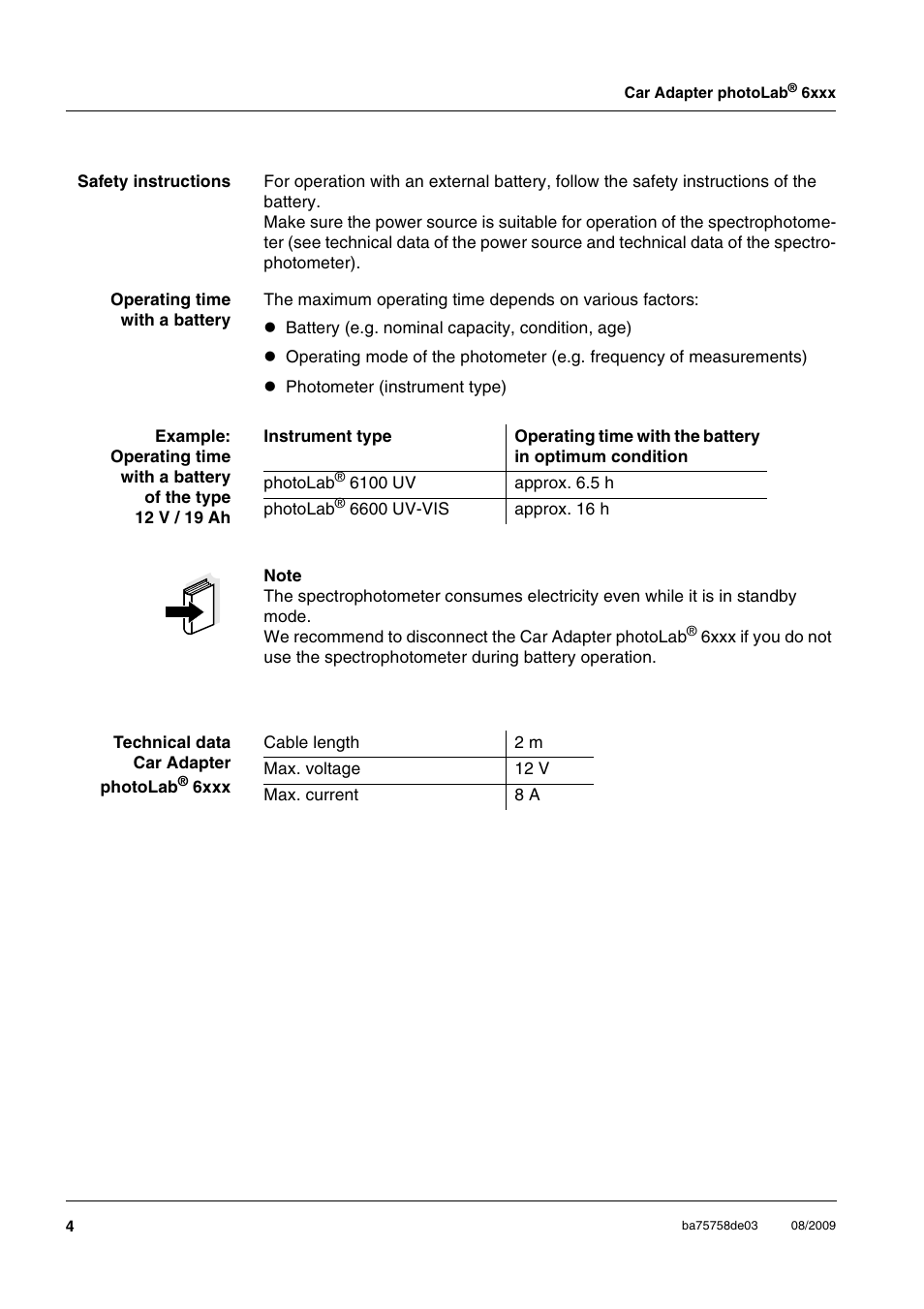 Xylem photoLab 6xxx Car Adapter User Manual | Page 4 / 6
