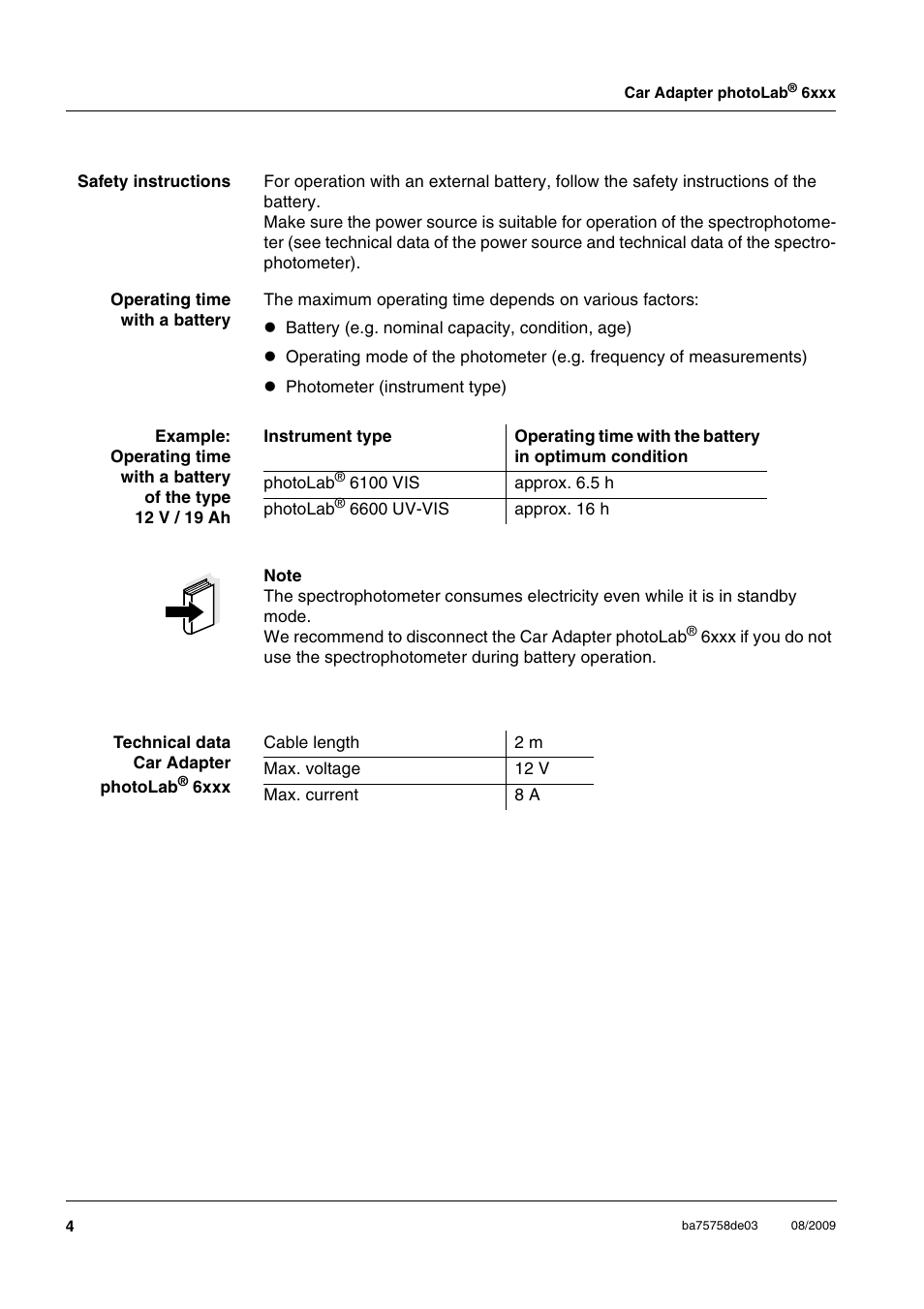 Xylem photoLab 6xxx Car Adapter User Manual | Page 6 / 6