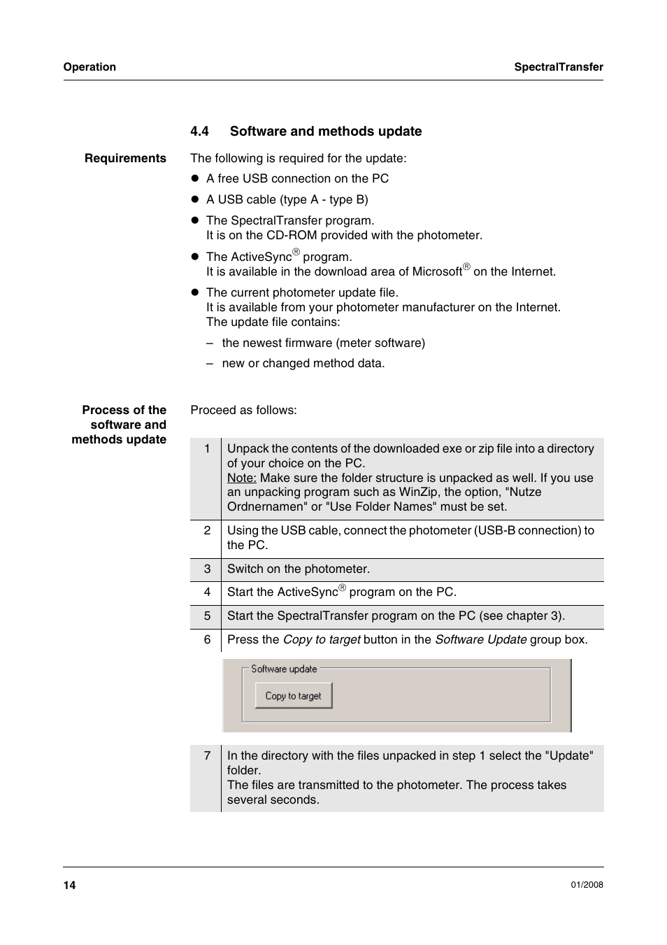 4 software and methods update, Software and methods update | Xylem SpectralTransfer User Manual | Page 14 / 16