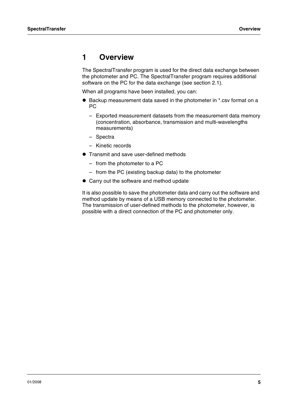 1 overview, Overview, 1overview | Xylem SpectralTransfer User Manual | Page 5 / 16