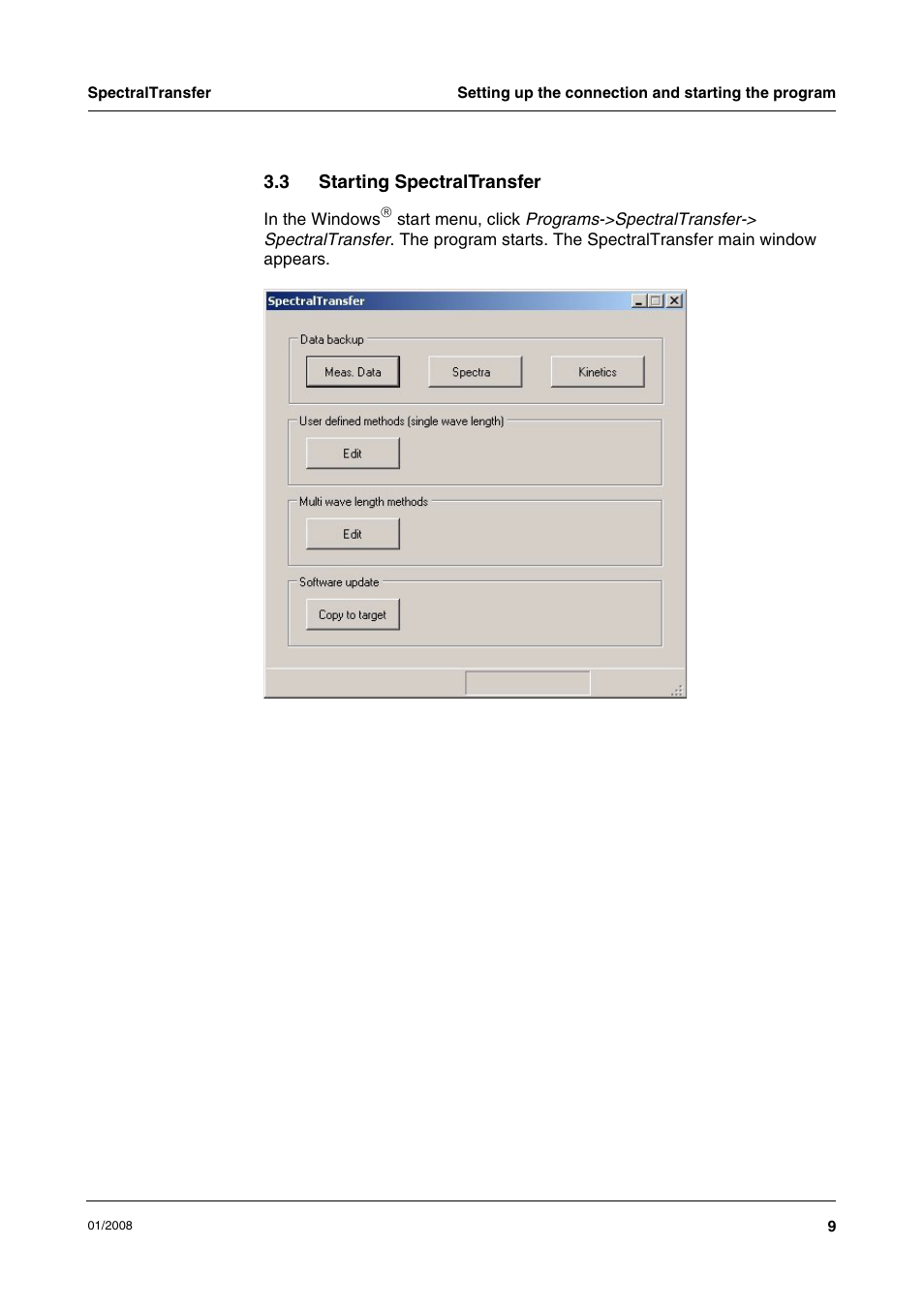 3 starting spectraltransfer, Starting spectraltransfer | Xylem SpectralTransfer User Manual | Page 9 / 16