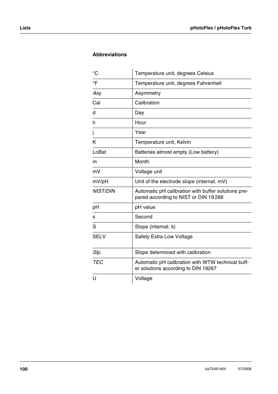 Xylem pHotoFlex/pHotoFlex Turb User Manual | Page 100 / 109