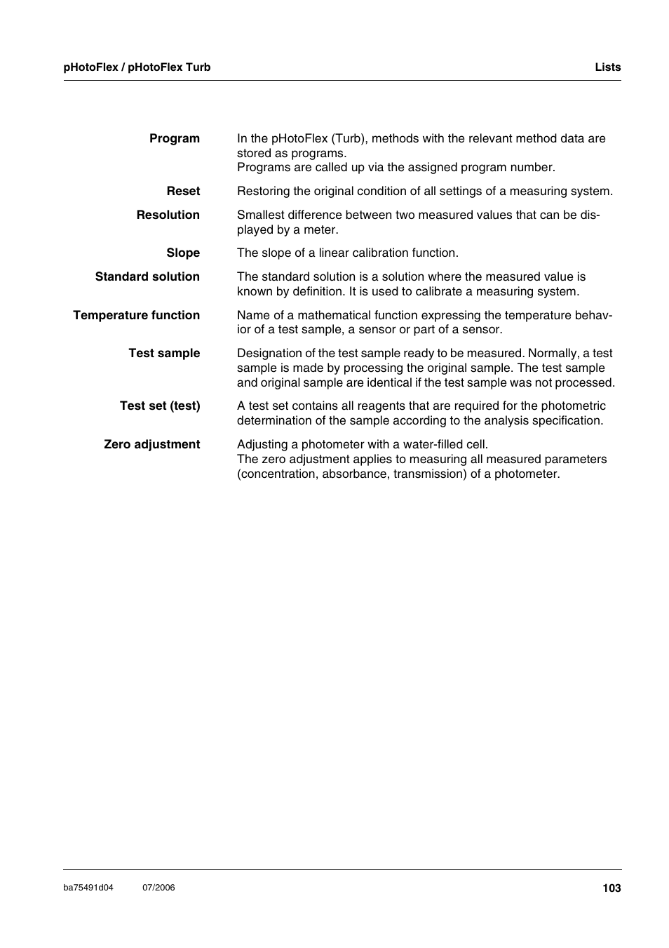 Xylem pHotoFlex/pHotoFlex Turb User Manual | Page 103 / 109