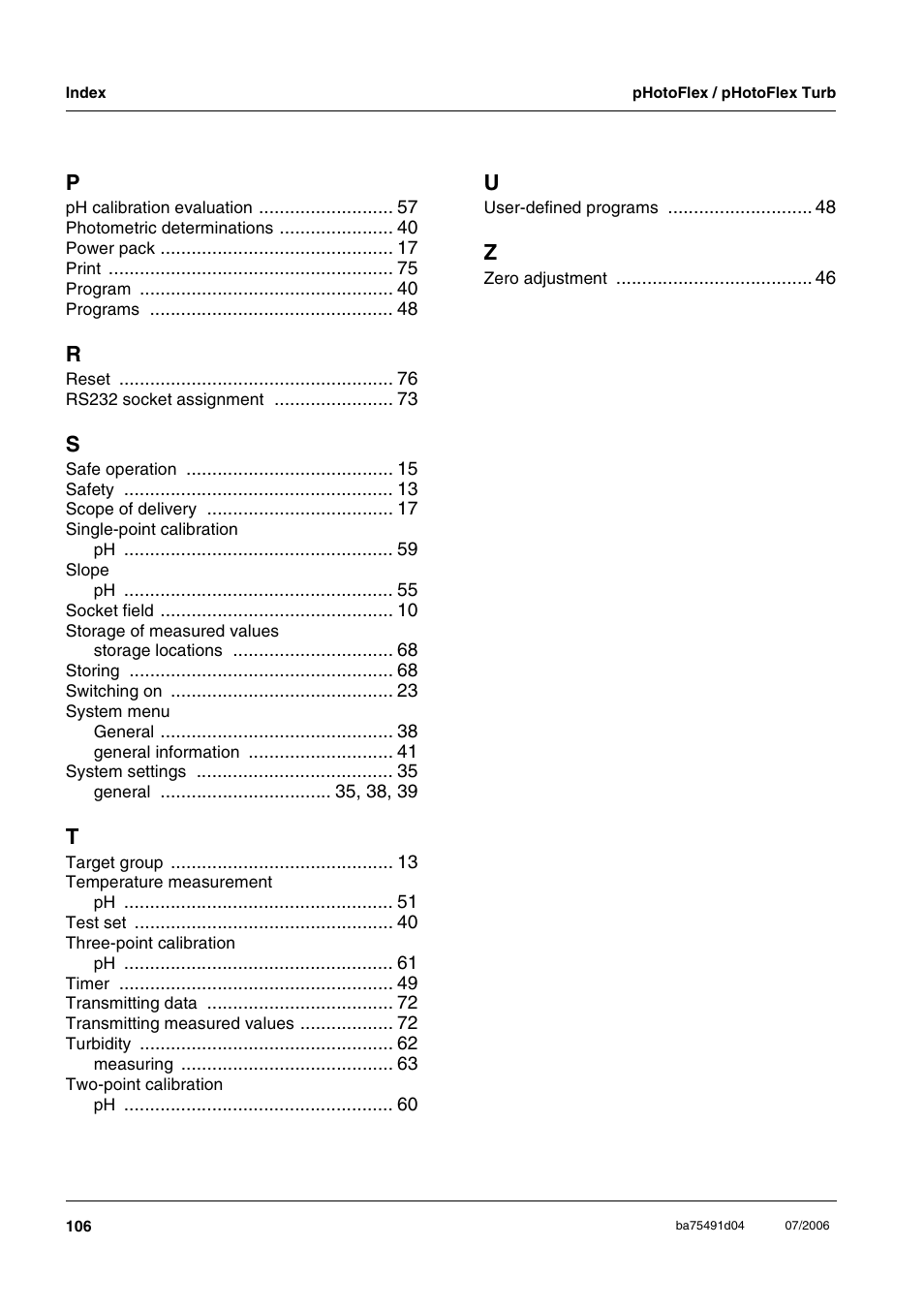Xylem pHotoFlex/pHotoFlex Turb User Manual | Page 106 / 109