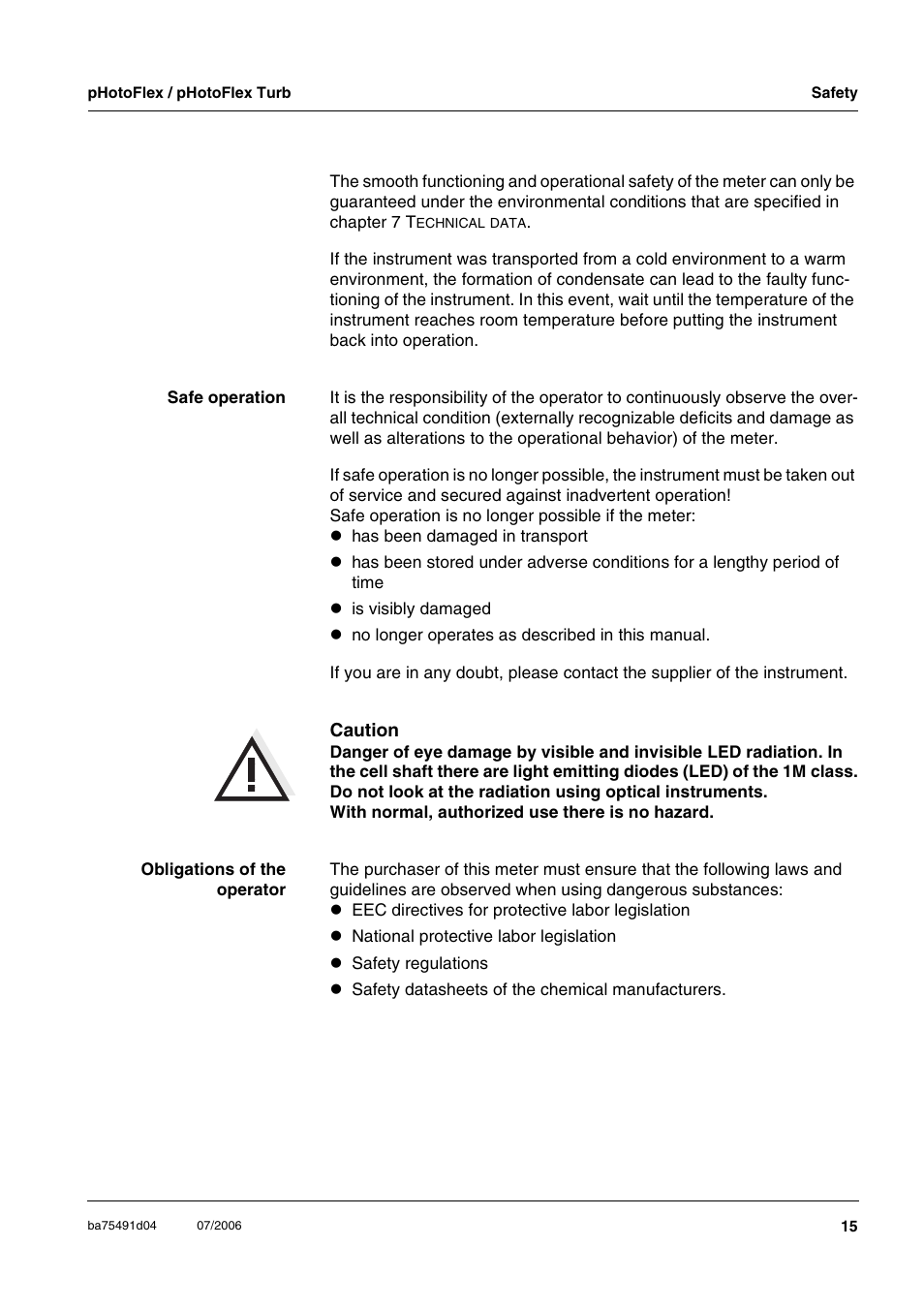 Xylem pHotoFlex/pHotoFlex Turb User Manual | Page 15 / 109