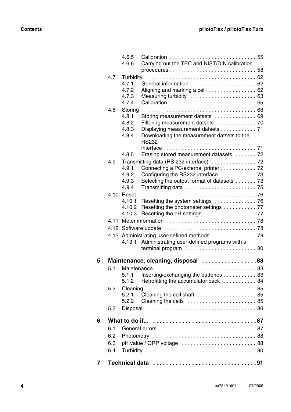 Xylem pHotoFlex/pHotoFlex Turb User Manual | Page 4 / 109