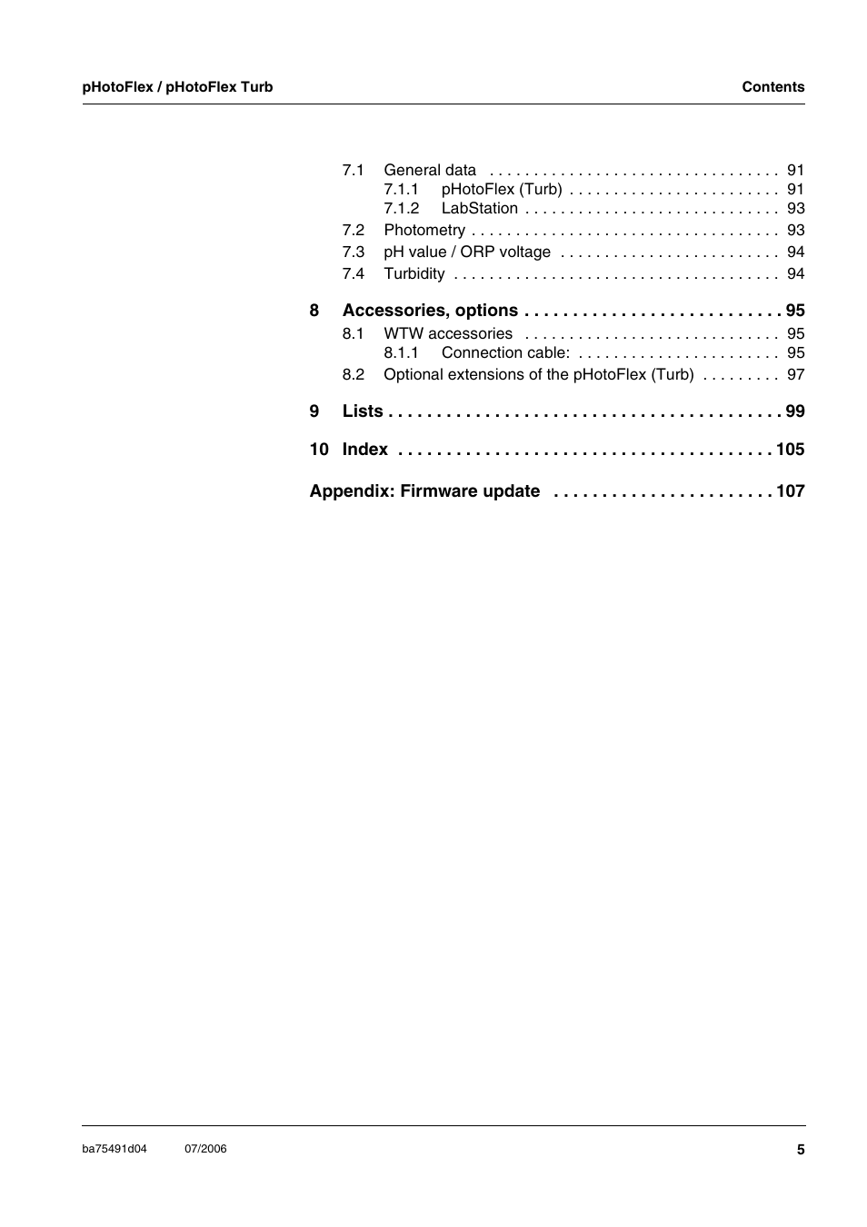 Xylem pHotoFlex/pHotoFlex Turb User Manual | Page 5 / 109