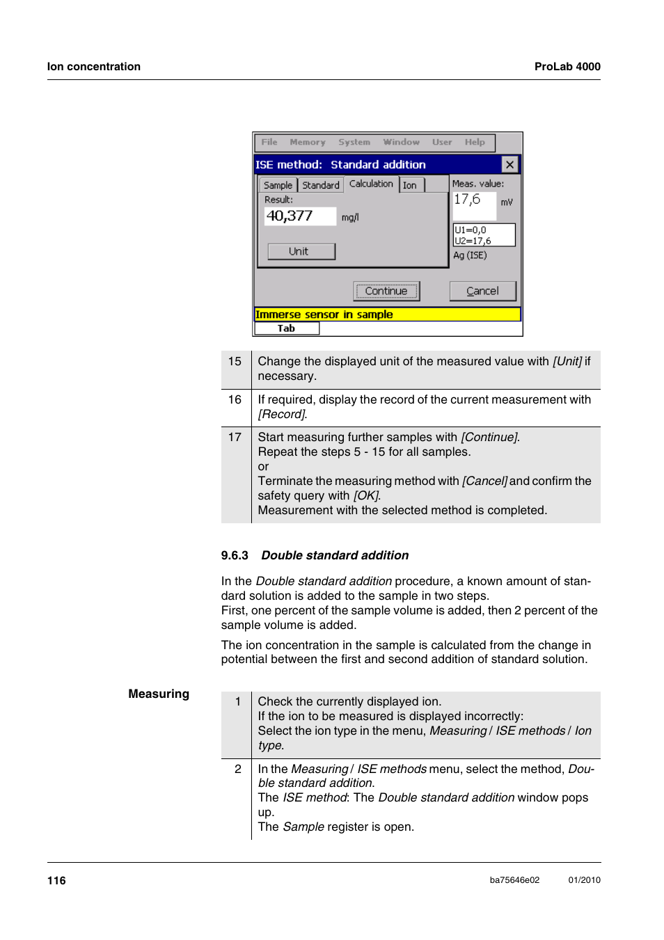 3 double standard addition | Xylem ProLab 4000 MULTIPARAMETER BENCHTOP METER User Manual | Page 116 / 219