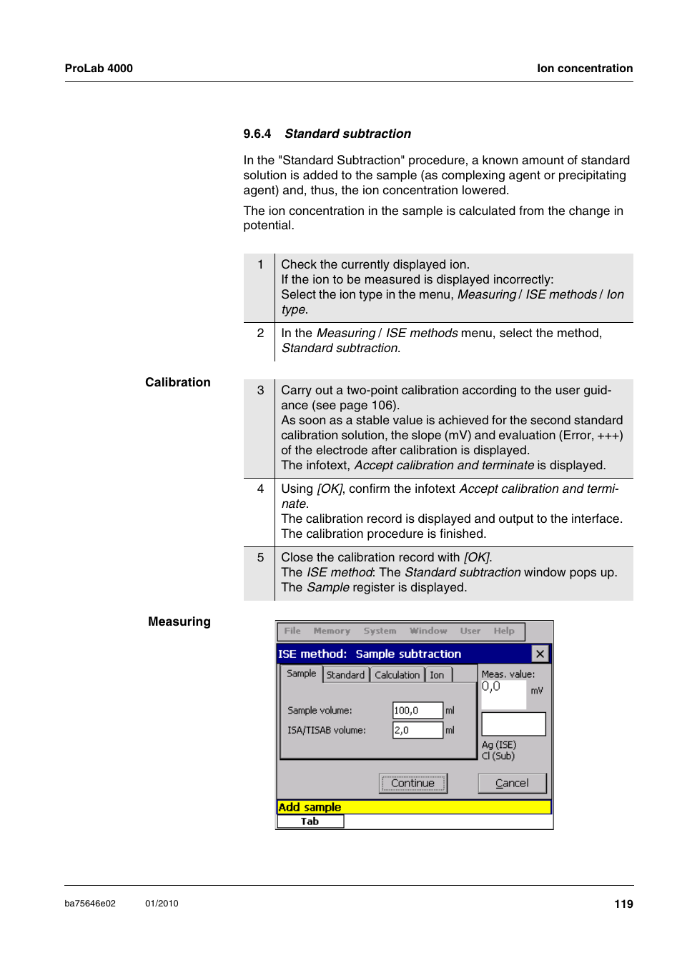 4 standard subtraction | Xylem ProLab 4000 MULTIPARAMETER BENCHTOP METER User Manual | Page 119 / 219