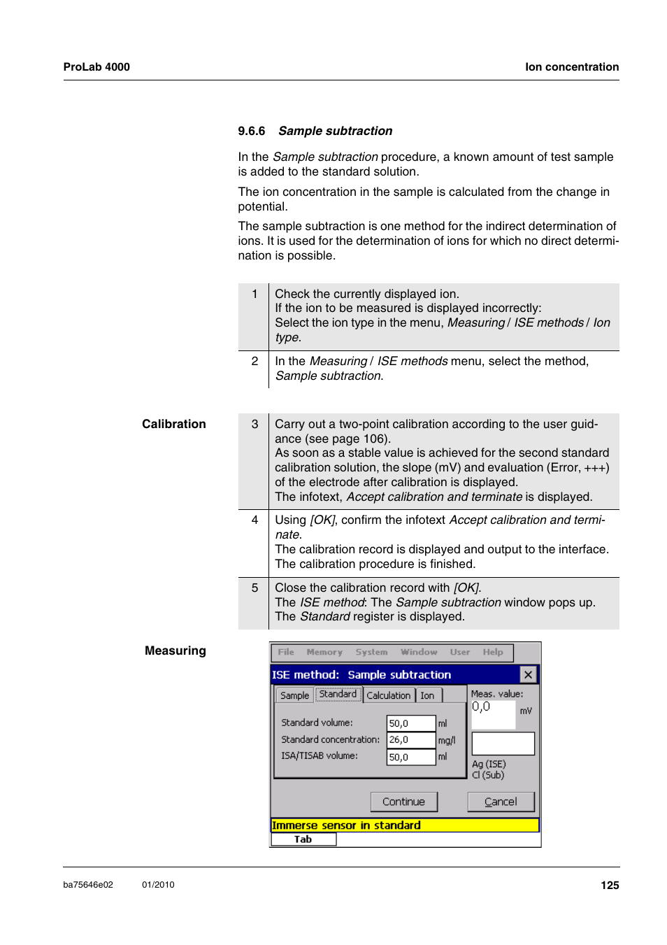 6 sample subtraction | Xylem ProLab 4000 MULTIPARAMETER BENCHTOP METER User Manual | Page 125 / 219