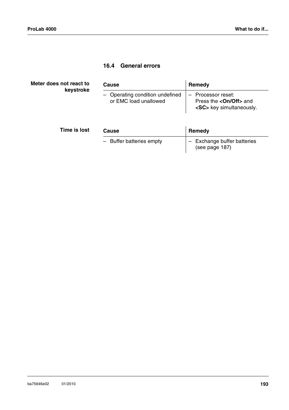 4 general errors | Xylem ProLab 4000 MULTIPARAMETER BENCHTOP METER User Manual | Page 193 / 219