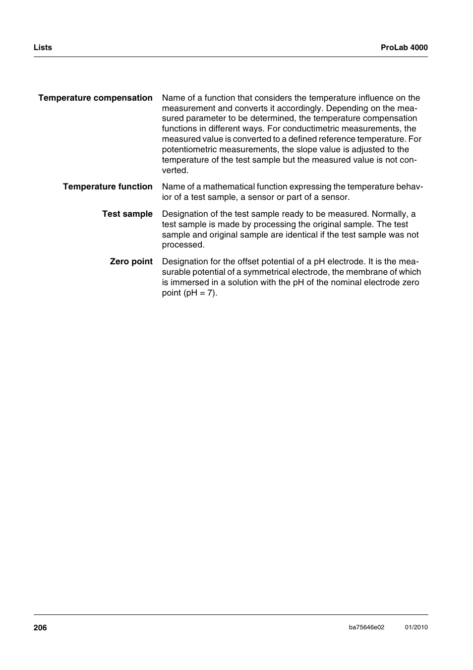 Xylem ProLab 4000 MULTIPARAMETER BENCHTOP METER User Manual | Page 206 / 219