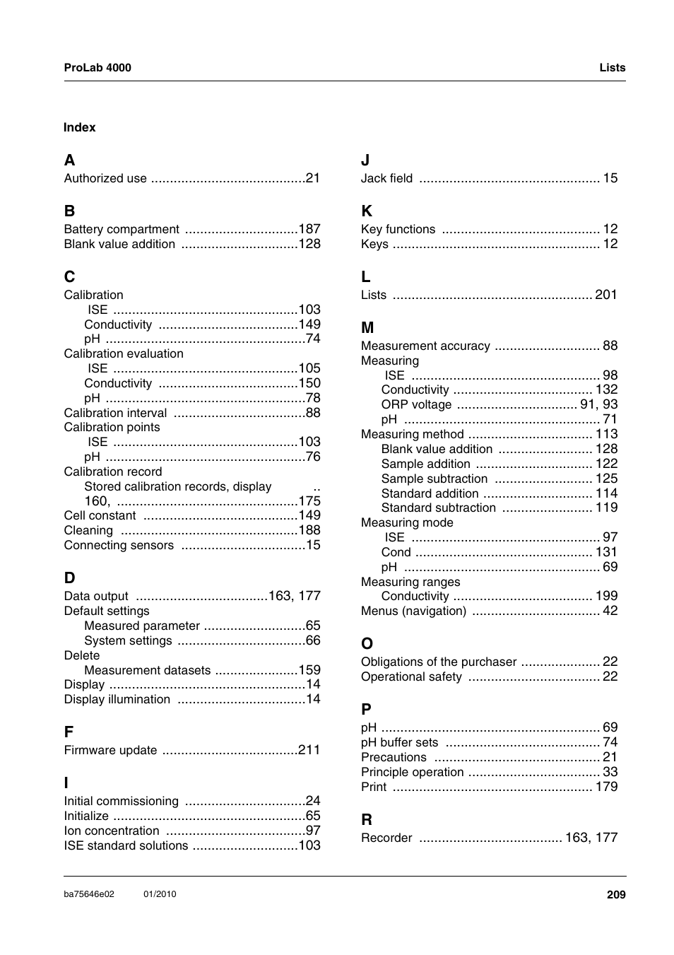 Xylem ProLab 4000 MULTIPARAMETER BENCHTOP METER User Manual | Page 209 / 219