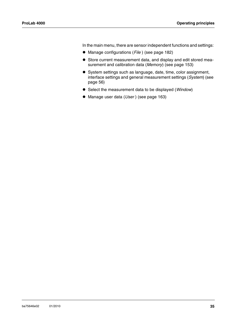 Xylem ProLab 4000 MULTIPARAMETER BENCHTOP METER User Manual | Page 35 / 219