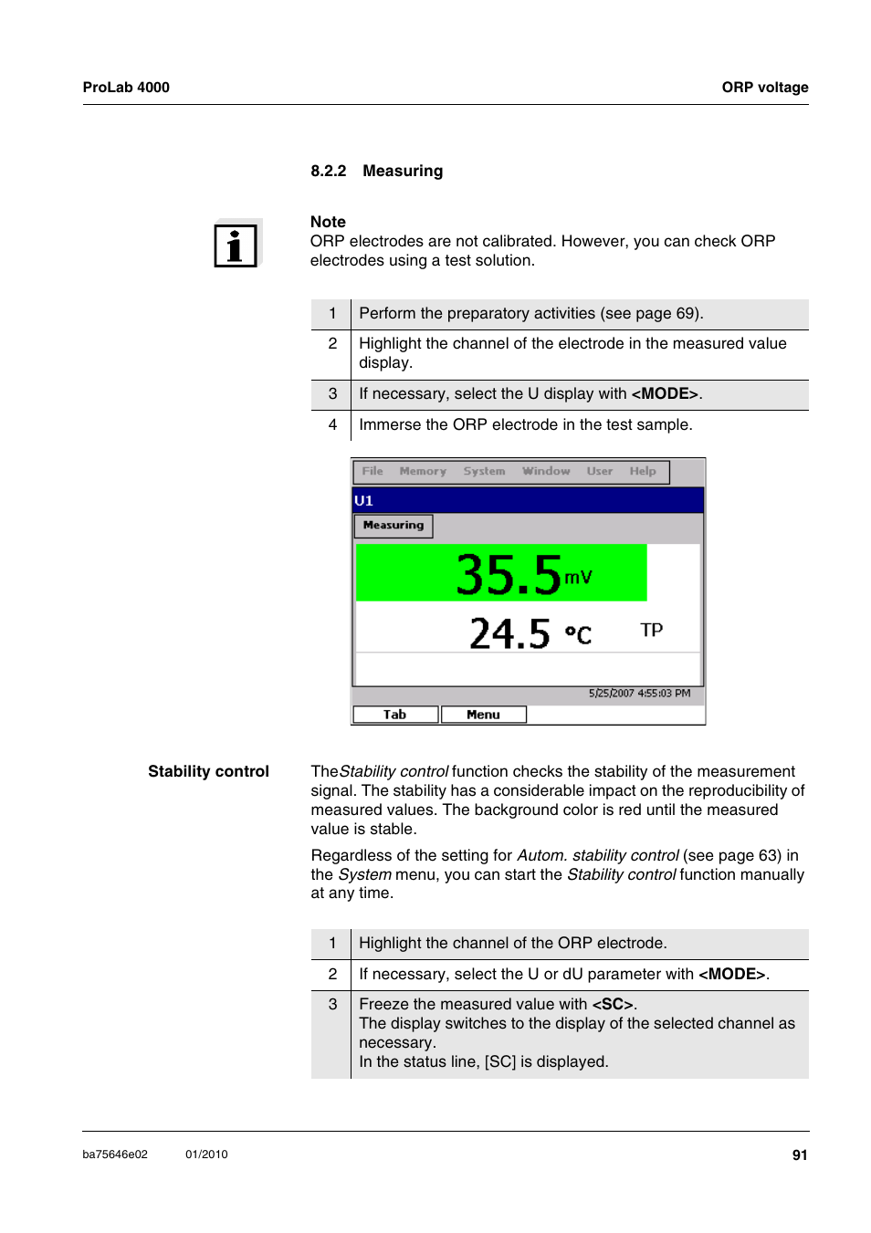 2 measuring, Measuring | Xylem ProLab 4000 MULTIPARAMETER BENCHTOP METER User Manual | Page 91 / 219