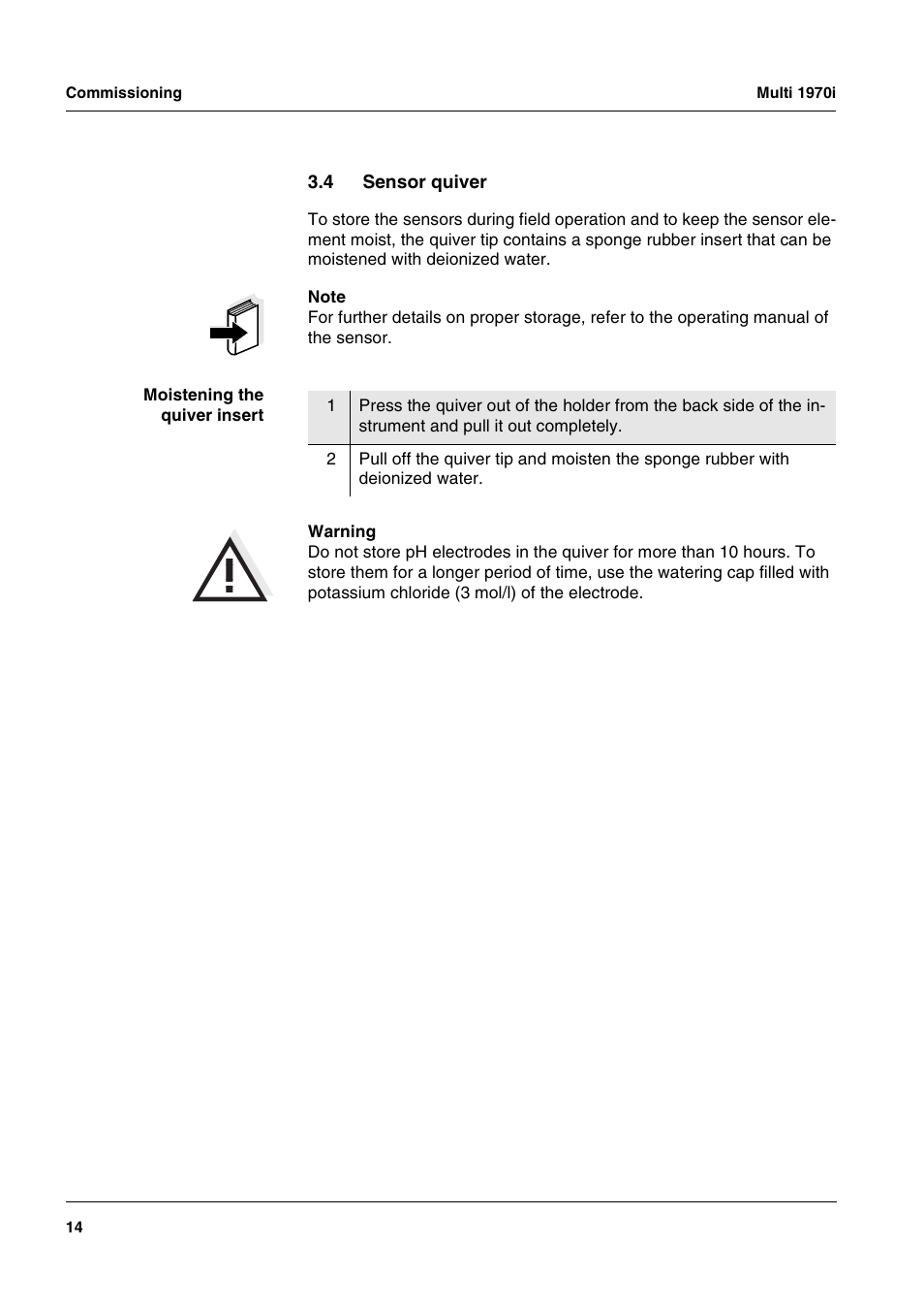 4 sensor quiver, Sensor quiver | Xylem MULTI 1970I PORTABLE MULTIPARAMETER METERS User Manual | Page 16 / 87