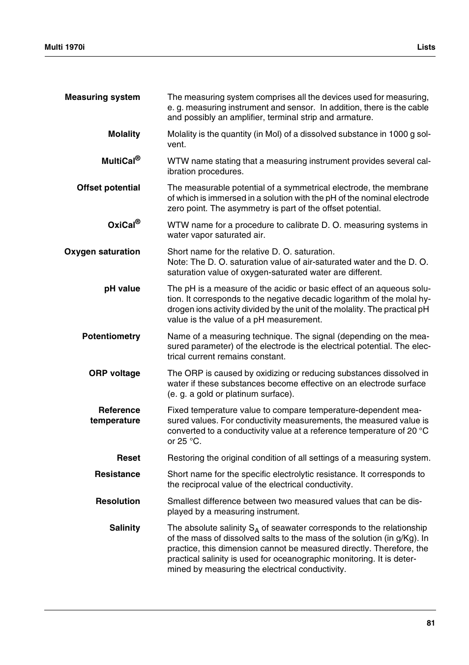 Xylem MULTI 1970I PORTABLE MULTIPARAMETER METERS User Manual | Page 83 / 87