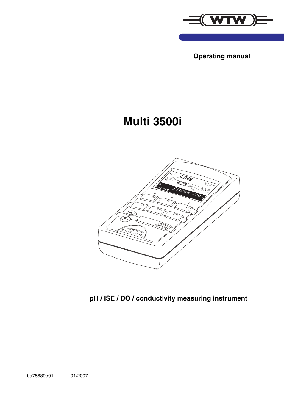 Xylem MULTI 3500i HANDHELD MULTIPARAMETER METERS User Manual | 107 pages