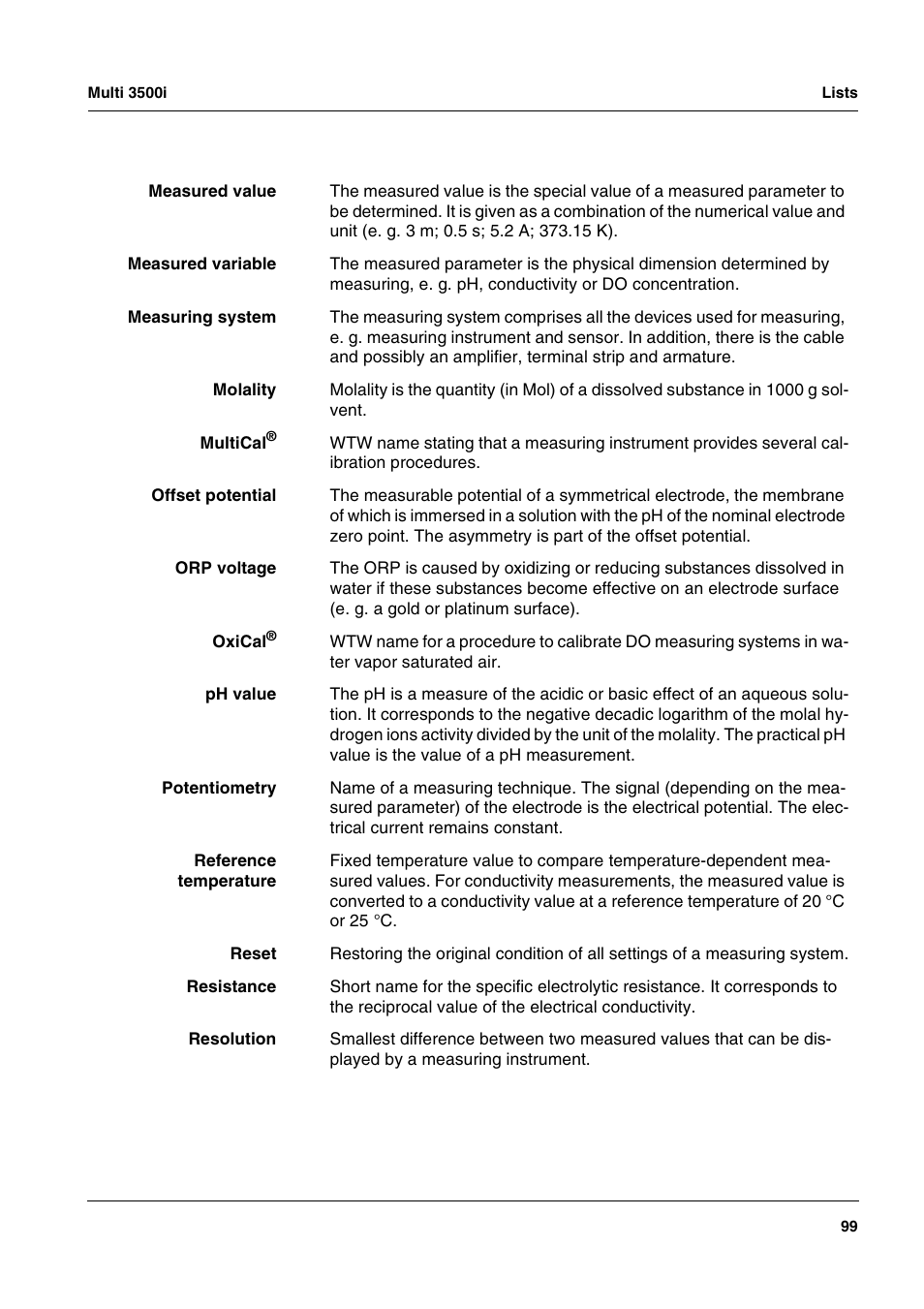 Xylem MULTI 3500i HANDHELD MULTIPARAMETER METERS User Manual | Page 101 / 107