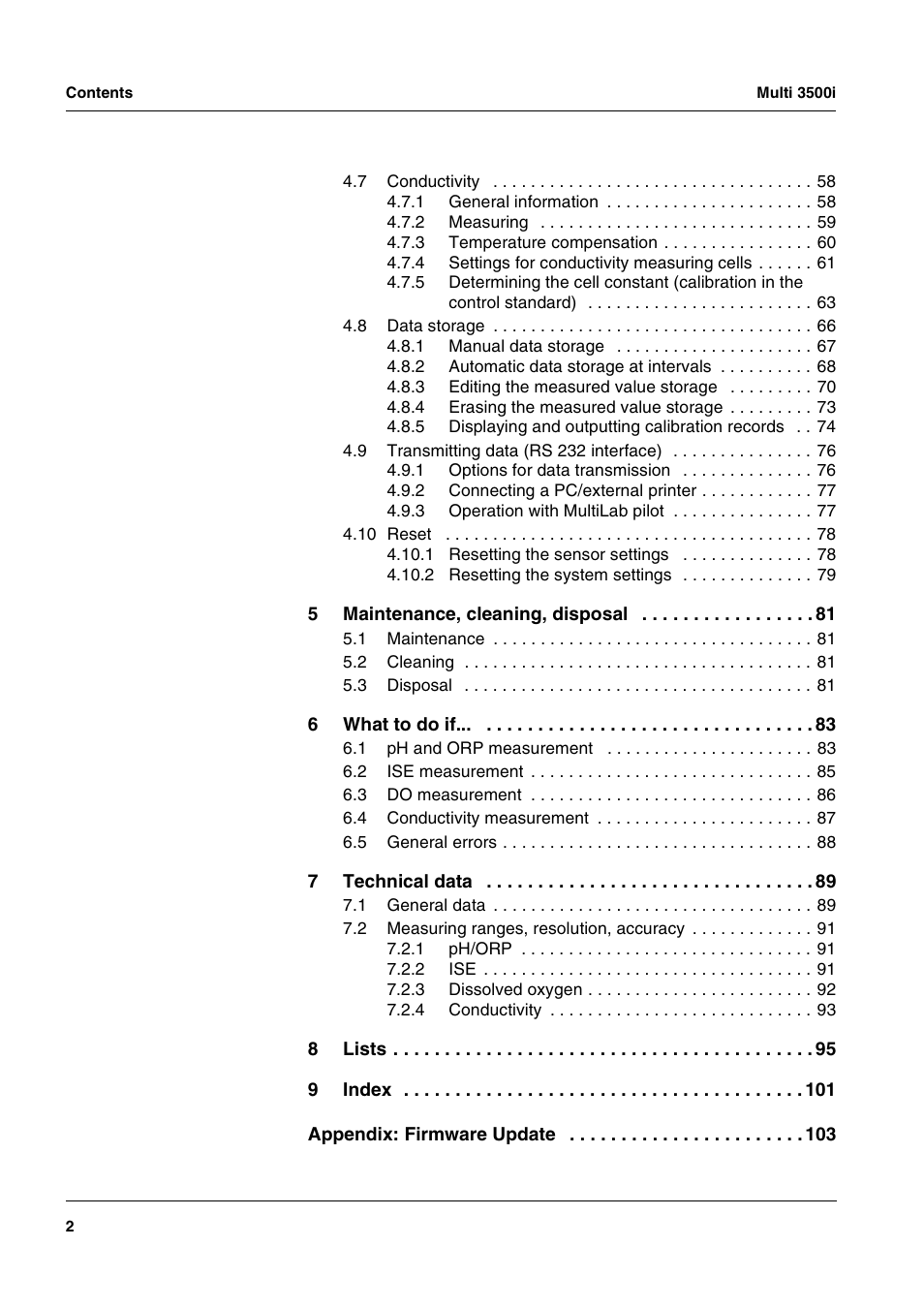 Xylem MULTI 3500i HANDHELD MULTIPARAMETER METERS User Manual | Page 4 / 107