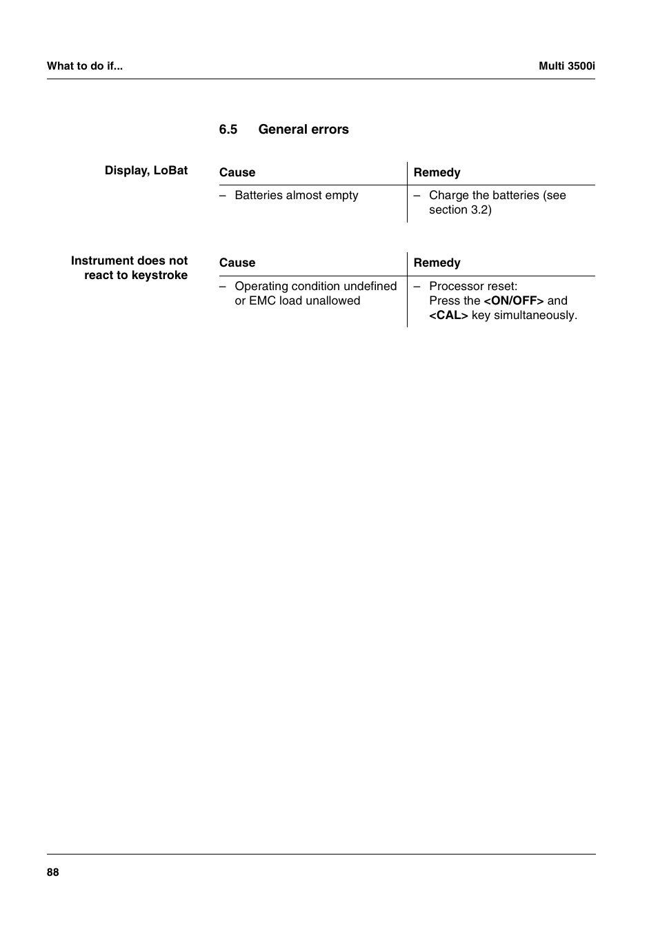 5 general errors, General errors | Xylem MULTI 3500i HANDHELD MULTIPARAMETER METERS User Manual | Page 90 / 107