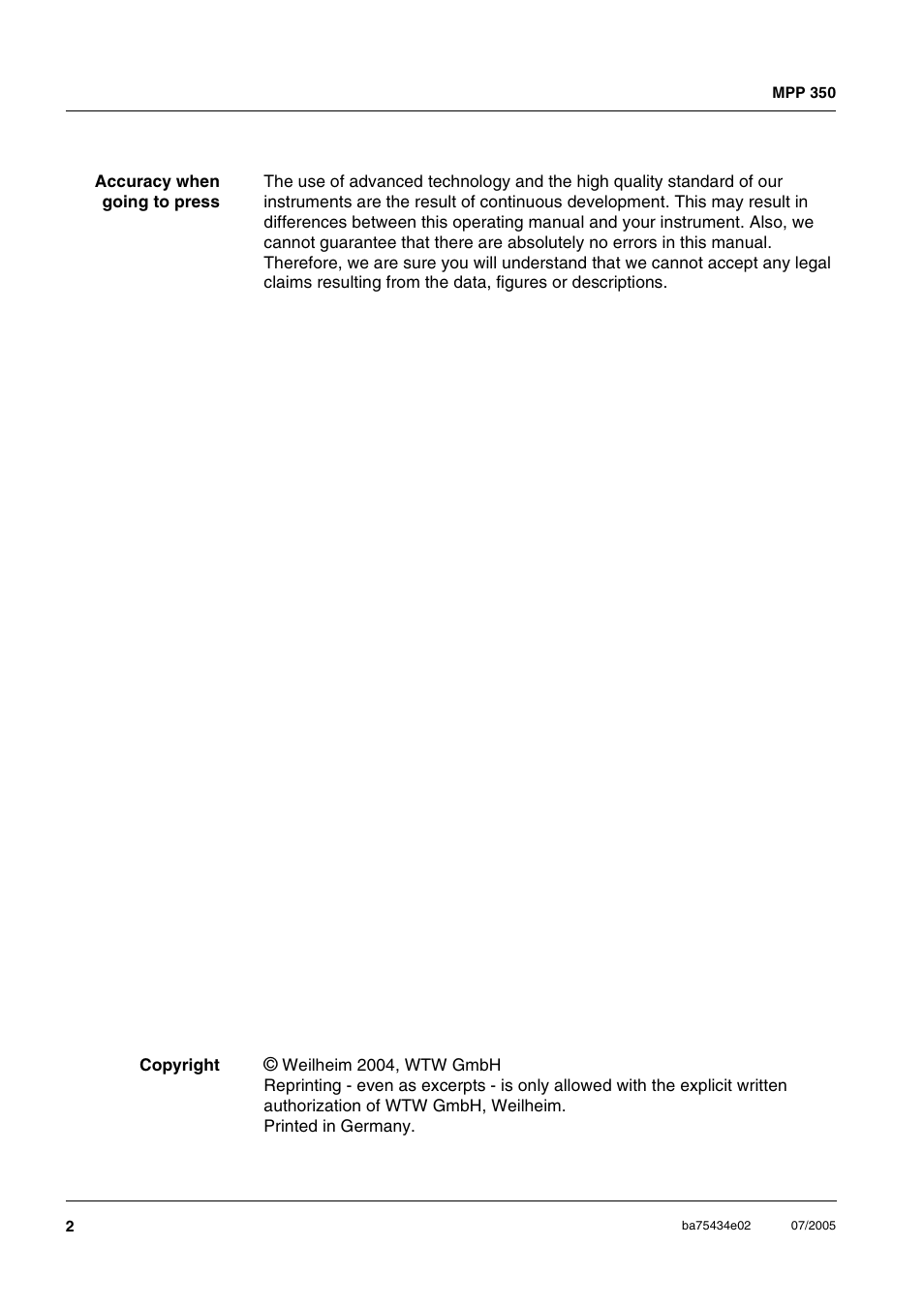 Xylem MPP 350 User Manual | Page 2 / 30