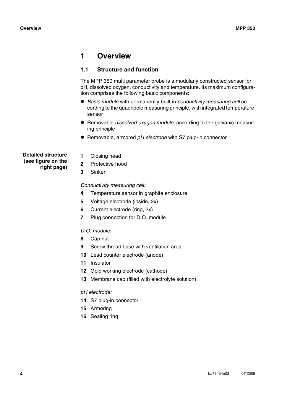 1 overview, 1 structure and function, Overview | Structure and function, 1overview | Xylem MPP 350 User Manual | Page 4 / 30