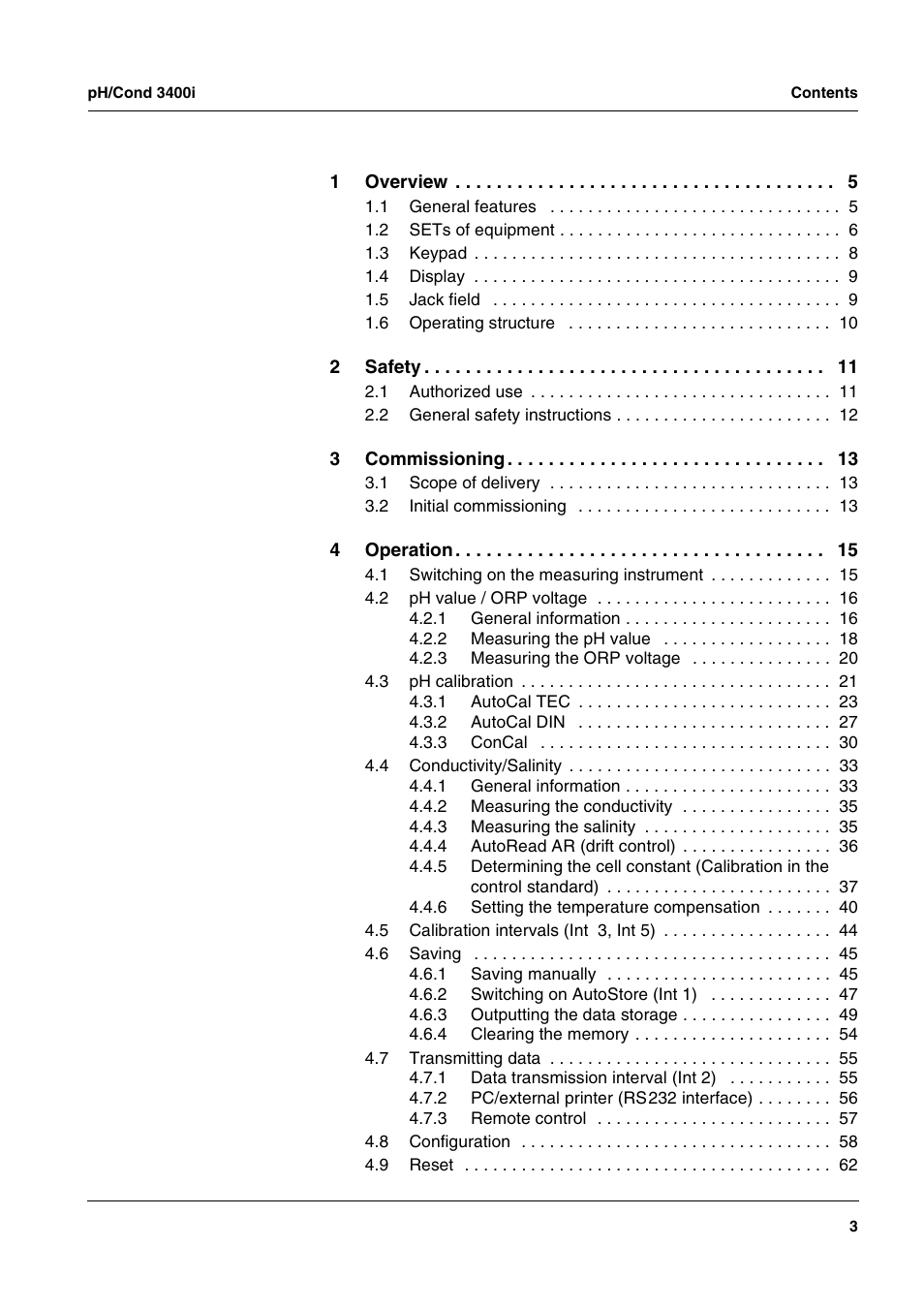 Xylem MULTI 3400i pH/Cond MULTI-PARAMETER METERS User Manual | Page 3 / 83