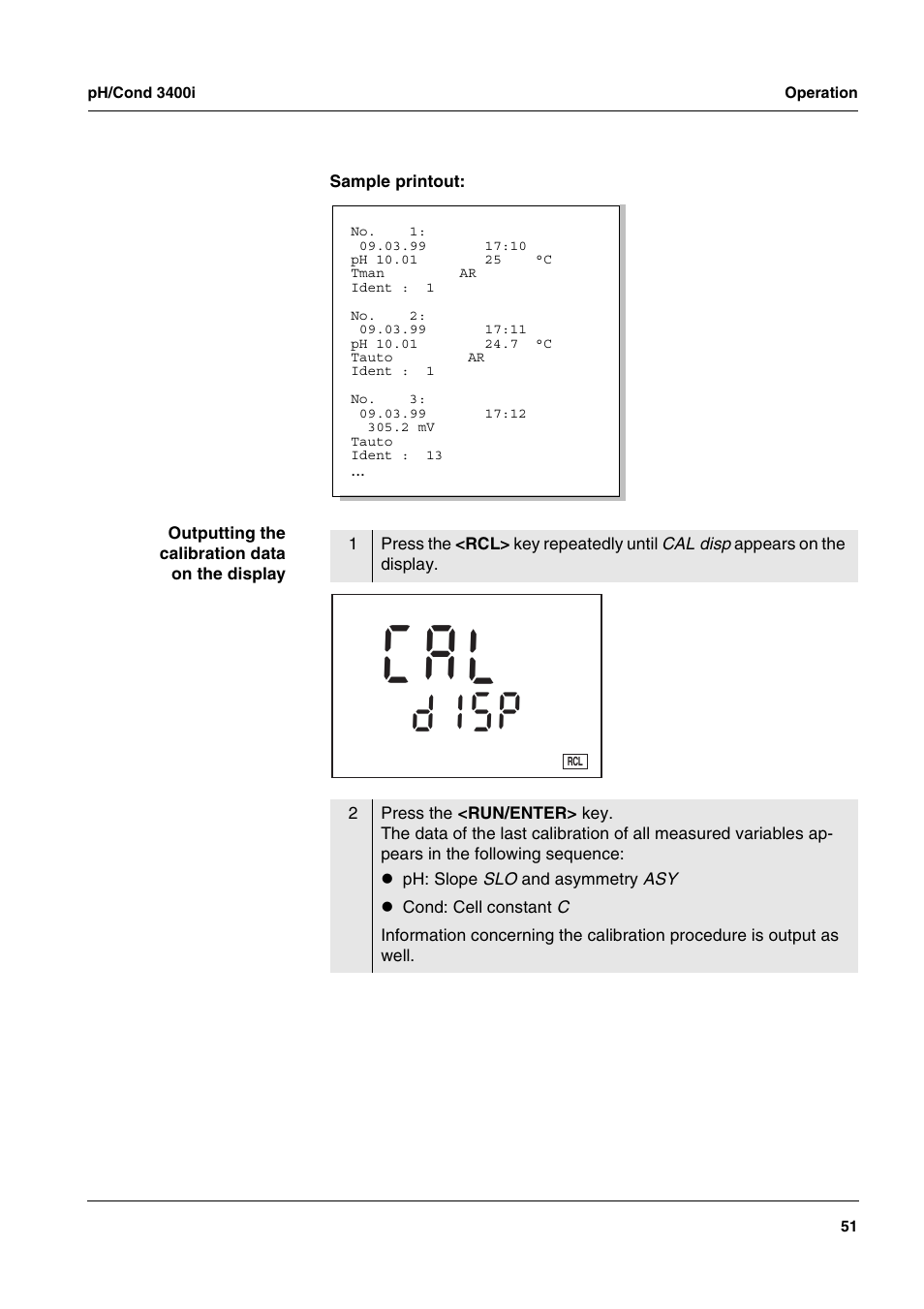 C a l | Xylem MULTI 3400i pH/Cond MULTI-PARAMETER METERS User Manual | Page 51 / 83