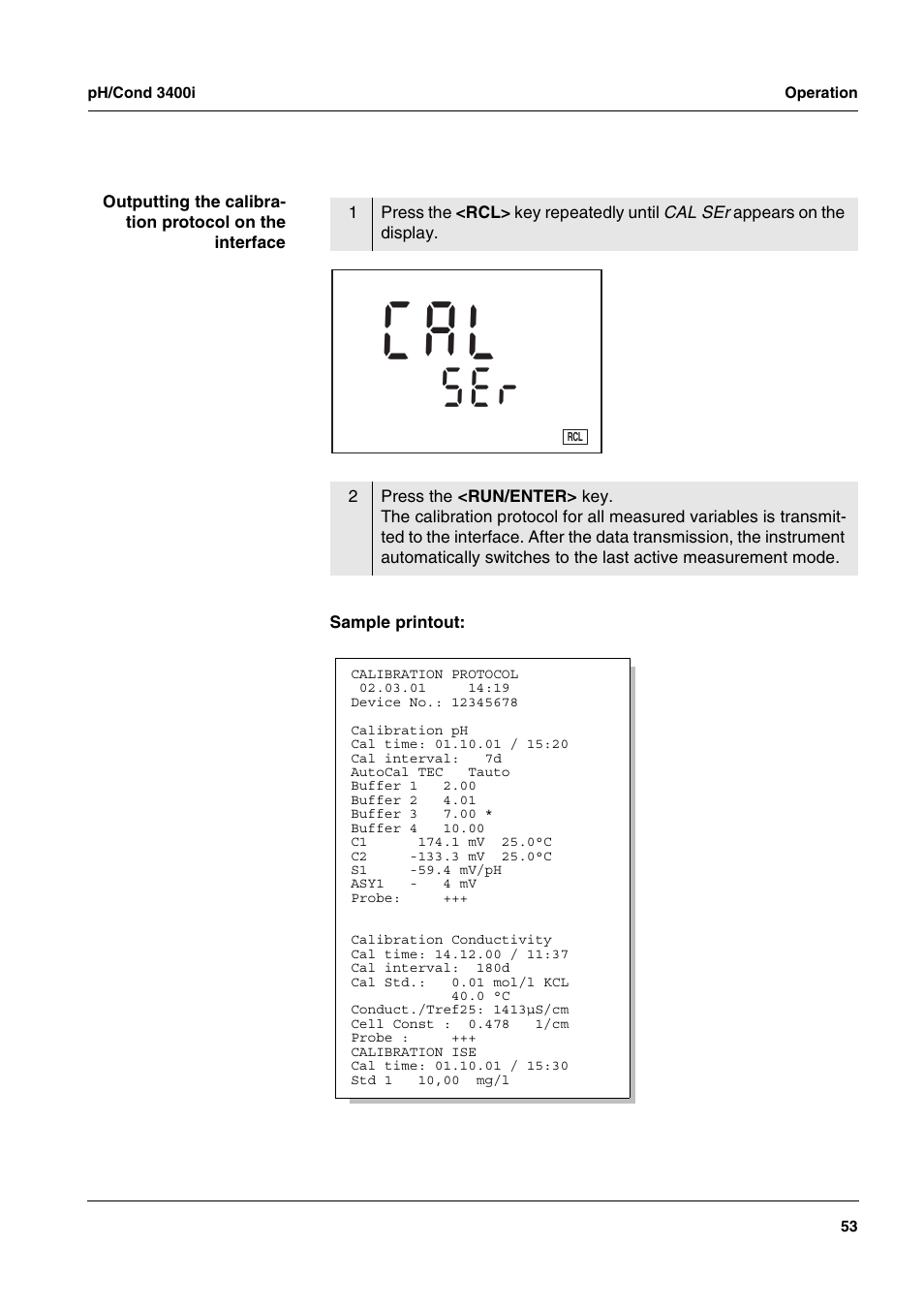C a l | Xylem MULTI 3400i pH/Cond MULTI-PARAMETER METERS User Manual | Page 53 / 83