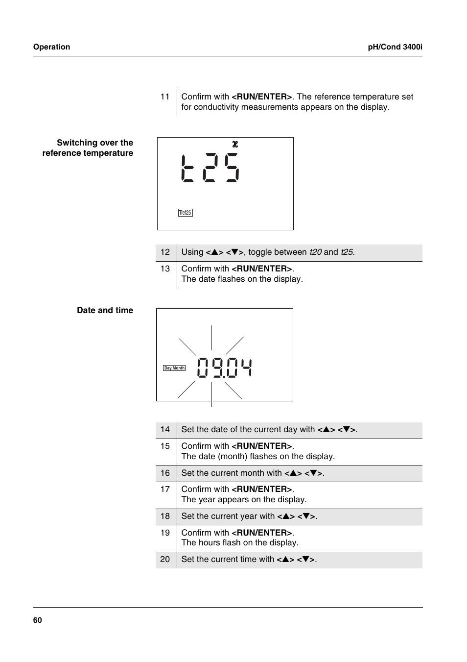 Witching, Over, Reference | Tempera, Ture, 52 t, D i s, Se y | Xylem MULTI 3400i pH/Cond MULTI-PARAMETER METERS User Manual | Page 60 / 83