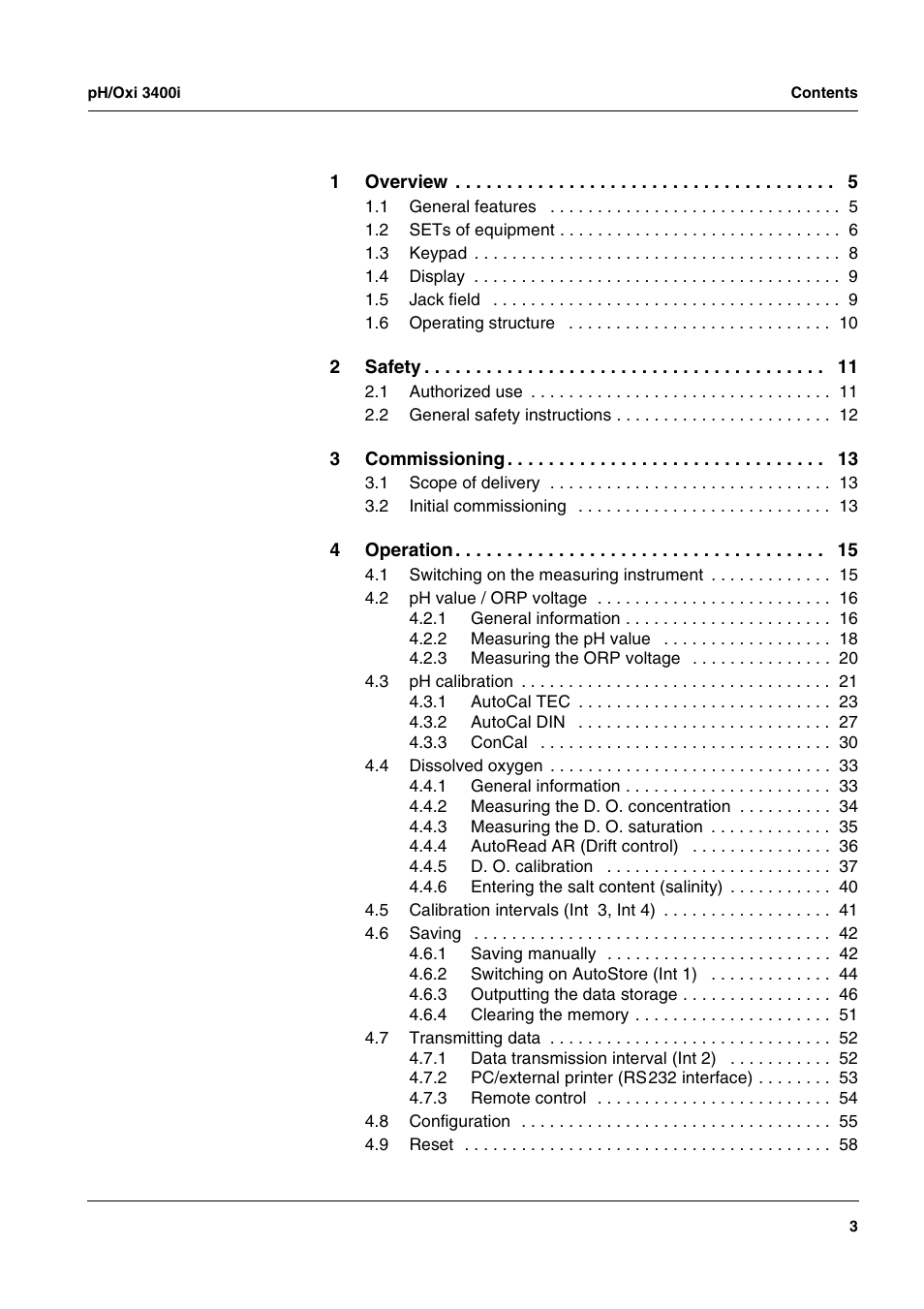 Xylem MULTI 3400i pH/Oxi MULTI-PARAMETER METERS User Manual | Page 3 / 79