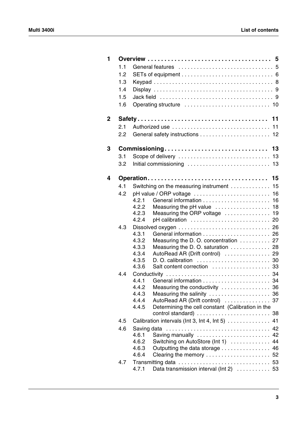 Xylem MULTI 3400 MULTI-PARAMETER METERS User Manual | Page 3 / 85