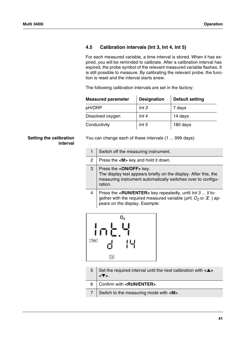 5 calibration intervals (int3, int4, int5), Calibration intervals (int 3, int 4, int 5), T 4 n | Xylem MULTI 3400 MULTI-PARAMETER METERS User Manual | Page 41 / 85