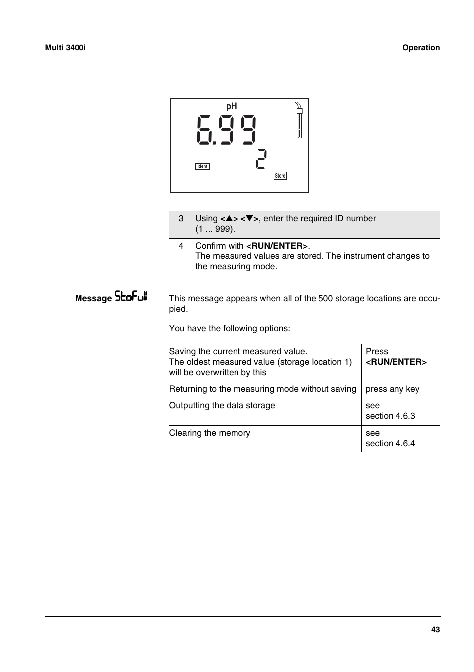 Xylem MULTI 3400 MULTI-PARAMETER METERS User Manual | Page 43 / 85